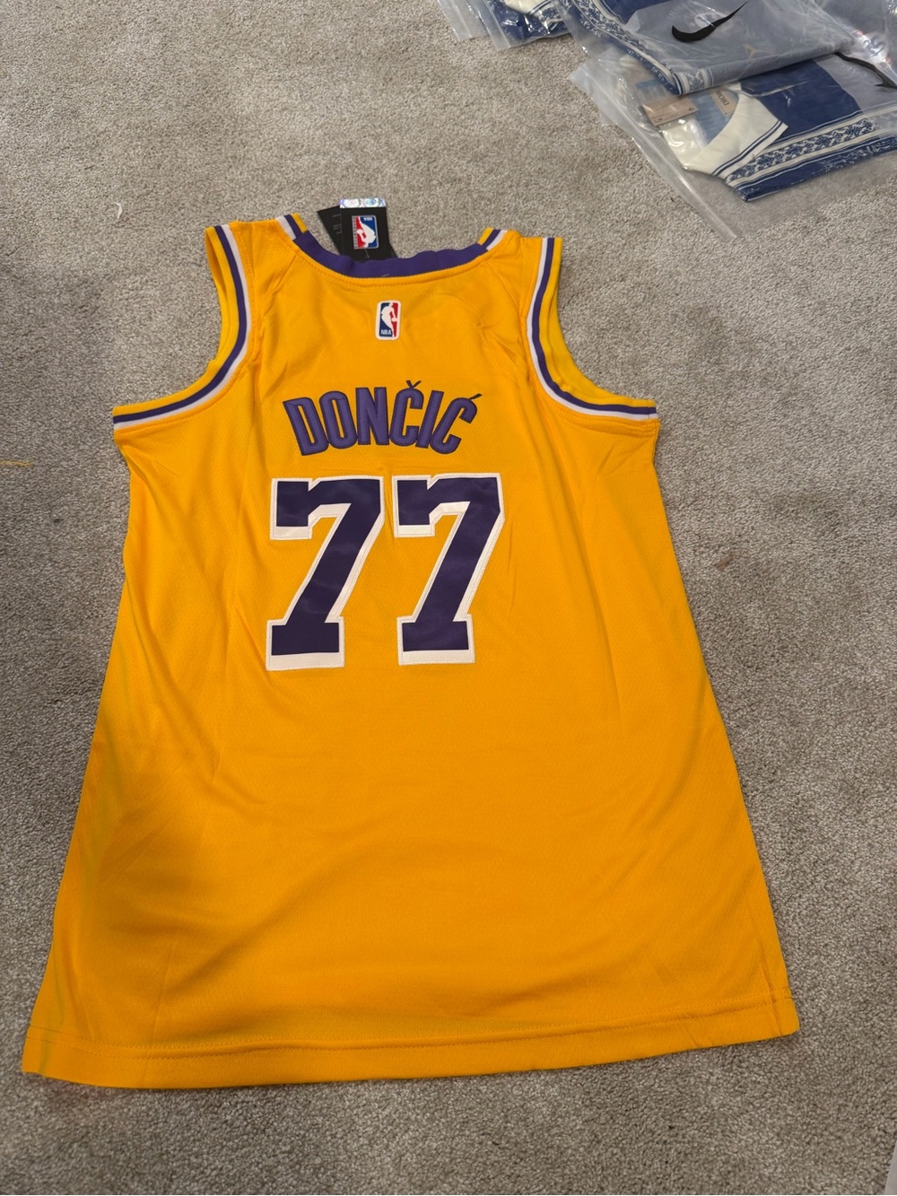 Men’s Los Angeles lakers NBA Luka Dončić #77 Yellow Basketball Jersey